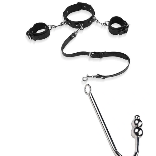 Cuffs Elegant Anal Hook with Collar 5334 and Beaded 0204